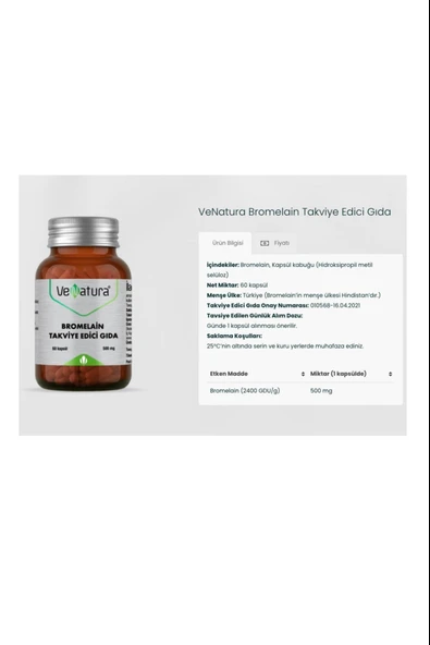 VeNatura Bromelain 60 Kapsül 4 Adet - Resim 2