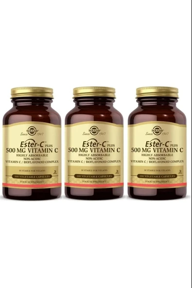 Solgar Ester-c Plus 500 Mg 100 Kapsül 3 Adet ürün görseli