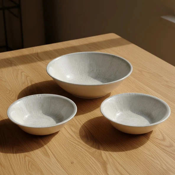 GÜRAL PORSELEN Enternasyonel Arnim 3 Parça Kase Seti 16 cm & 23 cm 1401 - Resim 5