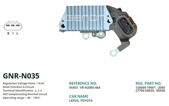 Toyota Alternator Konjektor Denso Tip 12v Toyota Land Cruıser - Hi-Ace - Hi-Lux (l, İ, S) - Genon Gnr-N035 ürün görseli 1