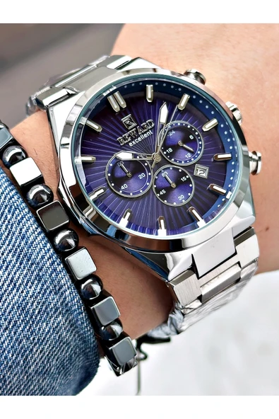 Reward Gümüş Renk Fonksiyonlar Aktif Erkek Kol Saati + BİLEKLİK - Resim 3