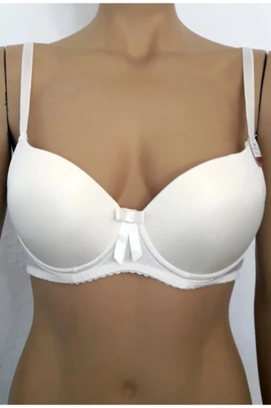 Kadın Beyaz Push Up Destekli Double Dolgulu Balenli Sütyen ürün görseli 1