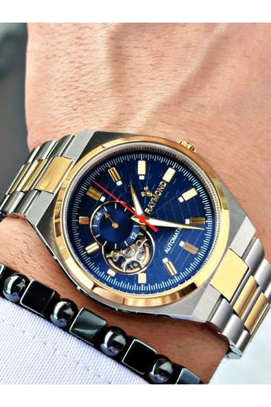 Raymond Altın Gümüş Renk SK Mekanizma Çelik Business Erkek Kol Saati + BİLEKLİK ürün görseli 1