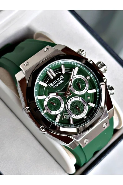 Ferrucci Siyah Silikon Kordon Fonksiyonlu Spor Garantili Erkek Kol Saati + BİLEKLİK ürün görseli 1