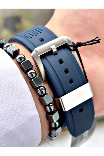 Ferrucci Lacivert Renk Silikon Fonksiyonlar Aktif Spor Erkek Kol Saati + BİLEKLİK - Resim 5