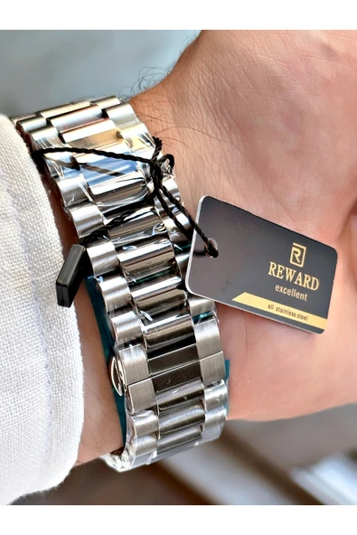 Reward Gümüş Renk Klasik Lüx Çelik Otomatik Business Erkek Kol Saati + BİLEKLİK HEDİYELİ - Resim 3