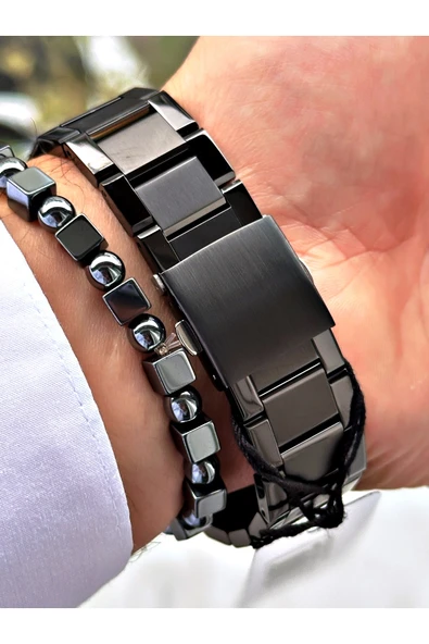 Ferrucci Siyah Renk Fonksiyonlar Aktif Spor Çelik Kordon  Erkek Kol Saati + BİLEKLİK - Resim 5