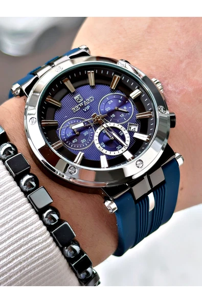 Reward Lacivert Renk Spor Silikon Kordon Fonksiyonlu Garantili Erkek Kol Saati + BİLEKLİK - Resim 4