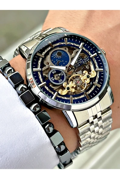 Reward Gümüş Renk Business Otomatik Orjinal Çelik Kordon Erkek Kol Saati + BİLEKLİK HEDİYELİ - Resim 4