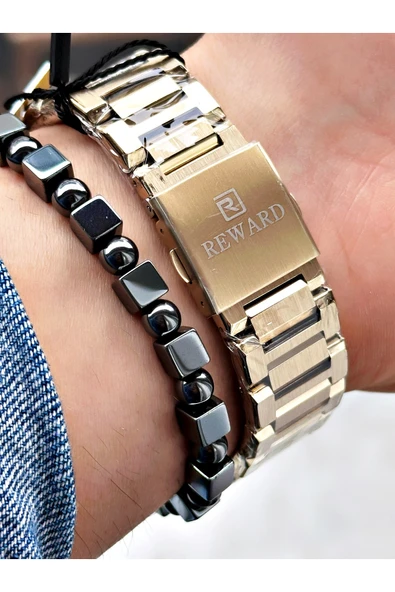 Reward Altın Renk Fonksiyonlar Aktif Erkek Kol Saati + BİLEKLİK - Resim 4
