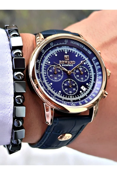 Reward Lacivert Renk Deri Kayış Orjinal Kilit Business Erkek Kol Saati + BİLEKLİK HEDİYELİ ürün görseli 1