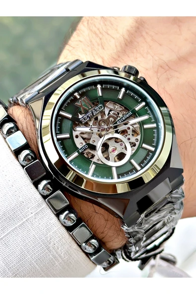 Reward Siyah Renk Çelik Kasa kordon  Mekanizma Lüx Erkek Kol Saati + BİLEKLİK - Resim 4