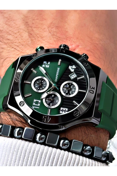 Chaperone Yeşil Renk Spor Silikon Fonksiyonlar Aktif Garantili Erkek Kol Saati + BİLEKLİK By REWARD ürün görseli 1