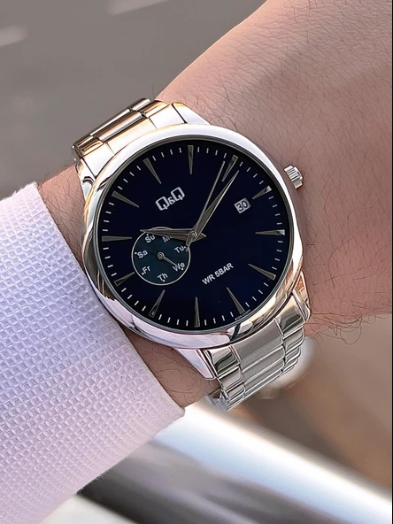 Q&Q Gün Fonksiyonlu Kadran Çelik Kordon 2 Yıl Garantili 3 Atm Suya Dayanıklı Erkek Kol Saati Q003.A1 - Resim 2