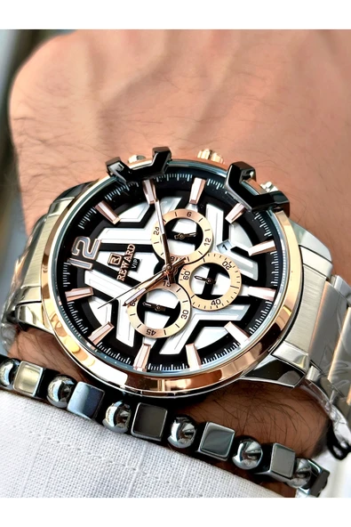 Reward Gümüş Renk Büyük Kasa Çelik Kordon  Erkek Kol Saati + BİLEKLİK - Resim 2