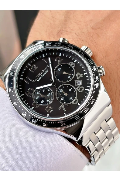 Navimarine Gümüş Renk Fonksiyonlu Çelik Kordon Erkek Kol Saati Bileklik Hediyeli ürün görseli 1