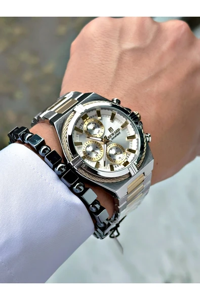 Reward Altın Gümüş Renk Fonksiyonlar Aktif Çelik Kordon Erkek Kol Saati + BİLEKLİK HEDİYELİ - Resim 4