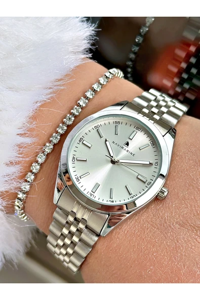 Navimarine Altın Renk Çelik Kordon Kadın Kol Saati + Bileklik Hediyeli ürün görseli 1