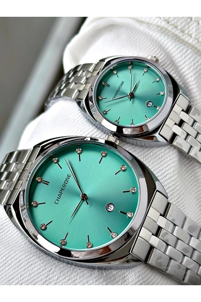 Chaperone Gümüş Renk Bay Çift Sevgili Kol Saati Orijinal Garantili + BİLEKLİK By REWARD - Resim 4