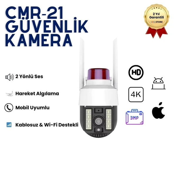 CMR21 HD Kablosuz Güvenlik Kamerası, 1080P Full HD, Gece Görüş, Hareket Algılama, 2 Yönlü Ses, Wi-Fi Destekli Ev ve İş Yeri Güvenlik Kamerası | HZLSTORE ürün görseli 1