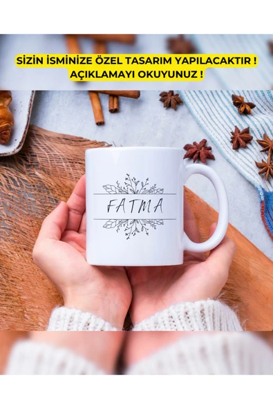 Baş Harf Çiçek Çerçeve Kupa Bardak Kişiye Özel Baskılı Hediye Bardak Mug Kahve Bardağı ürün görseli 1