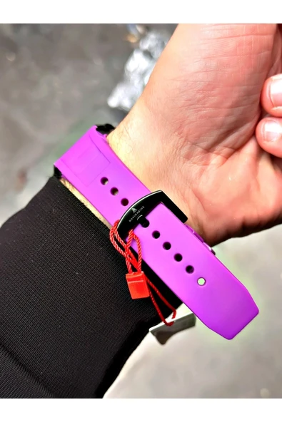 Navimarine Mor Renk Otomatik Business Orijinal Çift Türbünlü Silikon Spor Kol Saati + Bileklik Hediyeli - Resim 4