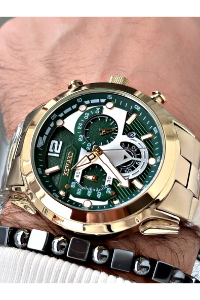 Reward Altın Renk Spor Fonksiyonlu Çelik Kordon Erkek Kol Saati + BİLEKLİK ürün görseli 1