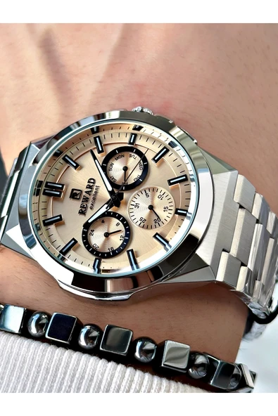 Reward Gümüş Renk Fonksiyonlu Büyük Kasa Erkek Kol Saati + BİLEKLİK HEDİYELİ ürün görseli 1
