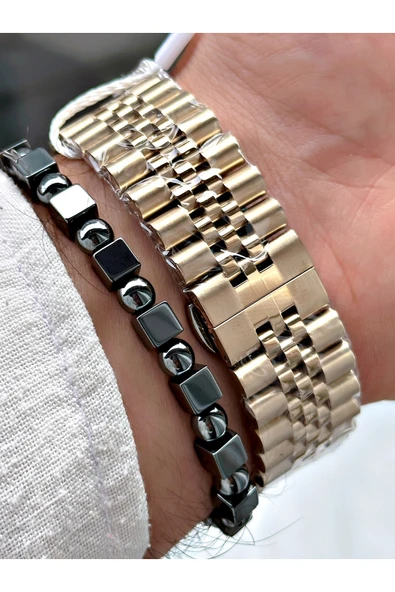 Chaperone Altın Renk  Çelik Kordon Fonksiyonlu Erkek Kol Saati + BİLEKLİK HEDİYELİ By Reward - Resim 4