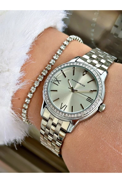 Navimarine Altın Renk Çelik Kordon Kadın Kol Saati + Bileklik Hediyeli ürün görseli 1