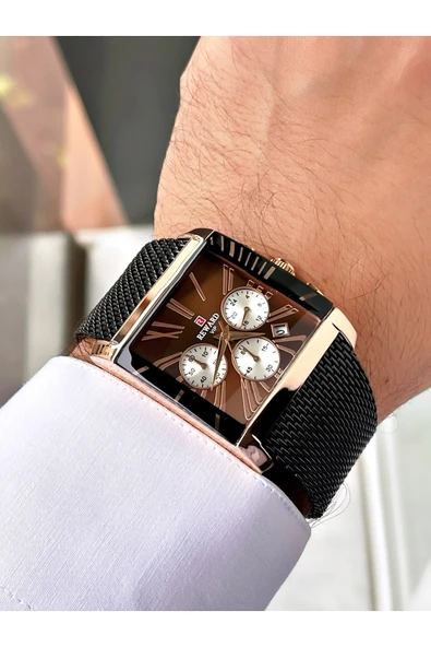 Reward Siyah Renk Rose Gold Kare Model Erkek Kol Saati - Resim 2
