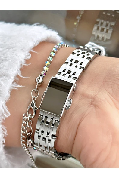 Ferrucci Gümüş Renk Roma Rakamlı Sade Model Çelik Kordon Kadın Kol Saati + BİLEKLİK - Resim 3