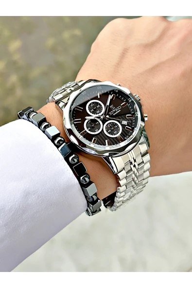 Reward Gümüş Renk Fonksiyonlu Çelik Kordon Erkek Kol Saati + BİLEKLİK HEDİYELİ - Resim 2