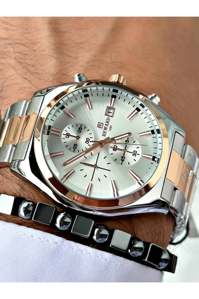Reward Gümüş Renk Fonksiyonlu  Çelik Kordon Erkek Kol Saati + BİLEKLİK - Resim 2