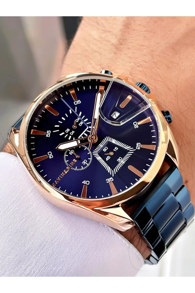 Navimarine Lacivert Renk Fonksiyonlu Çelik Kordon Erkek Kol Saati Bileklik Hediyeli ürün görseli 1