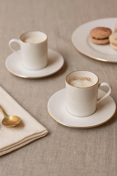 Soley | Ceyda | Altın Kenarlı 12 Parça 6 Kişilik Porselen Kahve Fincan Takımı ürün görseli 1