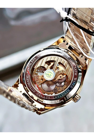 Reward Gümüş Renk İskelet Model Otomatik Çelik Kordon Erkek Kol Saati + BİLEKLİK - Resim 5