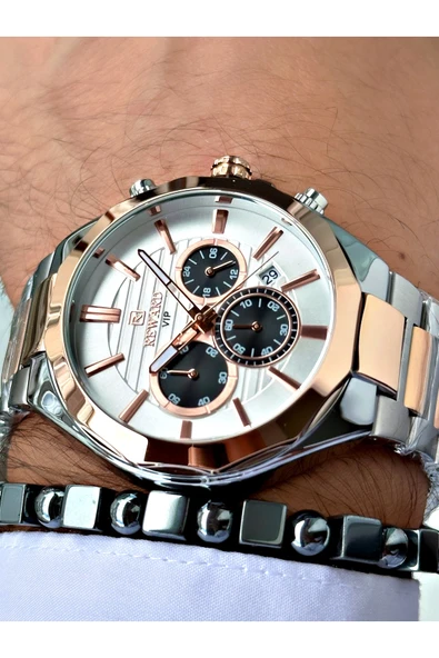 Reward Rose Gümüş Renk Fonksiyonlar Aktif Çelik Kordon  Erkek Kol Saati + BİLEKLİK - Resim 2