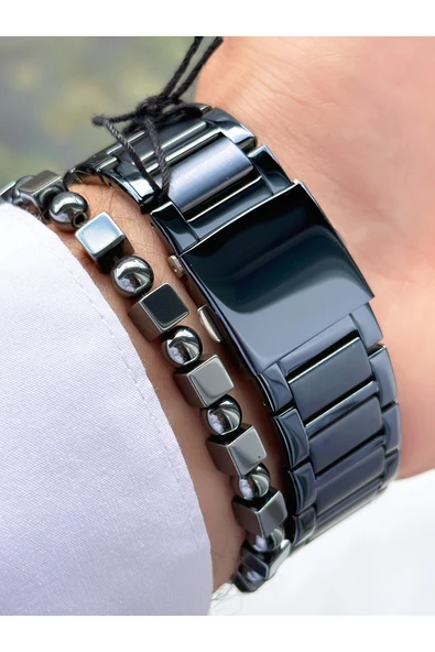 Ferrucci Lacivert Renk Kare Fonksiyonlar Aktif  Erkek Kol Saati + BİLEKLİK - Resim 5