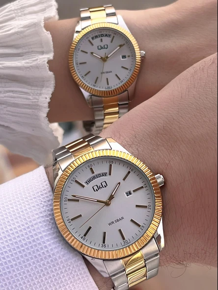 Q&Q Çelik Kordon 2 Yıl Garantili 3 Atm Suya Dayanıklı Sevgili Ve Ciftlere Özel Kol Saati QQ.CF001.3 - Resim 5