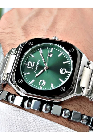 Chaperone Gümüş Renk Sade Klasik Kare Model Çelik Kordon Erkek Kol Saati + BİLEKLİK HEDİYELİ By REWARD ürün görseli 1