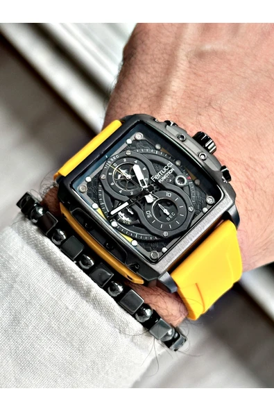 Ferrucci Sarı Renk Fonksiyonlar Aktif Spor Erkek Kol Saati + BİLEKLİK HEDİYELİ - Resim 2