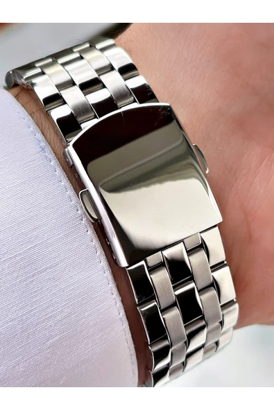 Navimarine Gümüş Renk Fonksiyonlu Çelik Kordon Erkek Kol Saati Bileklik Hediyeli - Resim 3