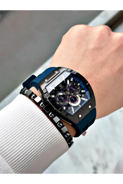 Fiesta Lacivert Renk Silikon Fonksiyonlu Çelik Kasa Business Erkek Kol Saati + BİLEKLİK - Resim 2