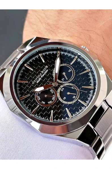 Navimarine Gümüş Renk Fonksiyonlu Çelik Kordon Erkek Kol Saati Bileklik Hediyeli ürün görseli 1