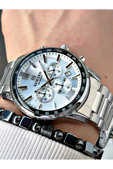 Reward Gümüş Renk Fonksiyonlar Aktif Aynalı Cam Erkek Kol Saati + BİLEKLİK HEDİYELİ ürün görseli 1