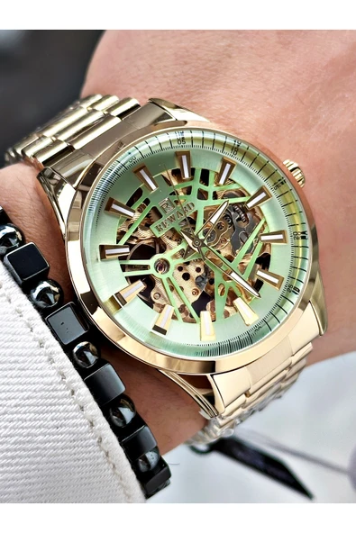 Reward Gümüş Renk İskelet Model Otomatik Çelik Kordon Erkek Kol Saati + BİLEKLİK ürün görseli 1