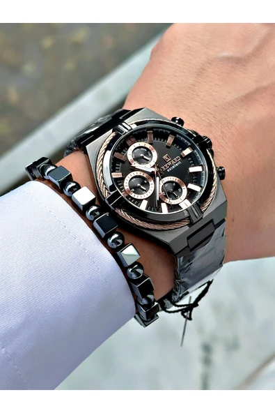 Reward Siyah Renk Roma Rakamlı Fonksiyonlar Aktif Çelik Kordon Erkek Kol Saati - Resim 3