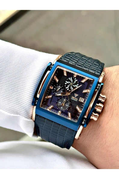 Fiesta Lacivert Rose Gold Kasa Çelik Kasa Business Fonksiyonlar Aktif Erkek Kol Saati + Bileklik Hediyeli - Resim 4