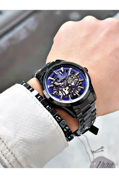 Reward Gümüş Renk İskelet Model Otomatik Çelik Kordon Erkek Kol Saati + BİLEKLİK - Resim 2